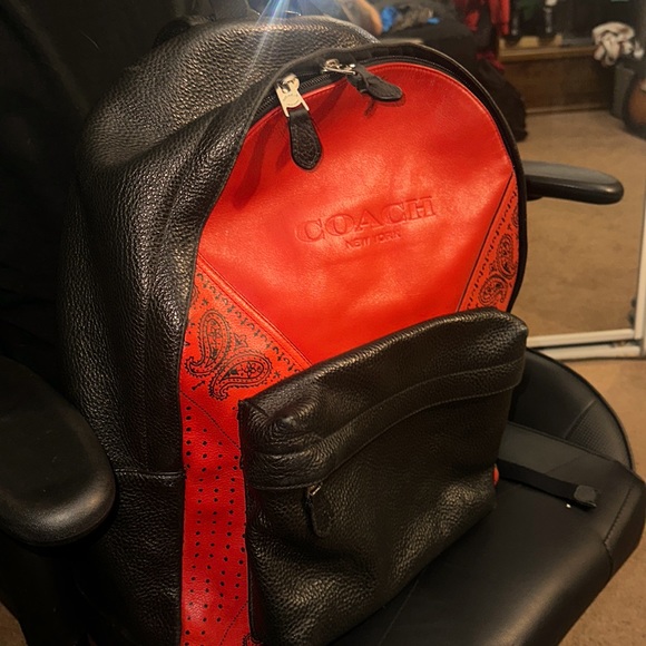 Coach leather bandana backpack (Red)